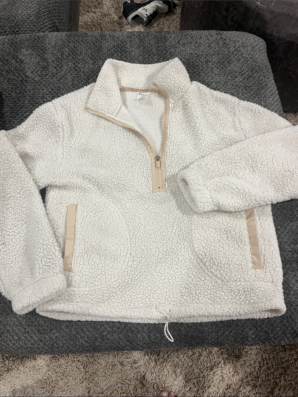 No Boundaries Cream Sherpa Half-Zip Puffer Pullover
